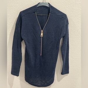 Soft Surroundings Blue Zip Up Top Size Medium